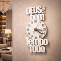 Relógio de Parede Diferenciado com Frase Cristã Decorativa